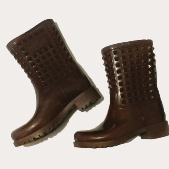 Valentino Shoes - Valentino rockstud rainboots 38 maroon